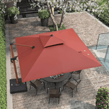 PURPLE LEAF Double Top 9 / 10 / 11 / 12 ft Square Aluminum Sun Umbrellas in Wood Color