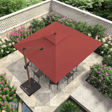PURPLE LEAF Double Top 9 / 10 / 11 / 12 ft Square Aluminum Sun Umbrellas in Wood Color