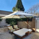 PURPLE LEAF Double Top 9 / 10 / 11 / 12 ft Square Aluminum Sun Umbrellas in Wood Color