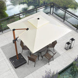 PURPLE LEAF Double Top 9 / 10 / 11 / 12 ft Square Aluminum Sun Umbrellas in Wood Color