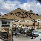 PURPLE LEAF Double Top 9 / 10 / 11 / 12 ft Square Aluminum Sun Umbrellas in Wood Color