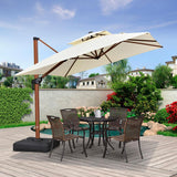 PURPLE LEAF Double Top 9 / 10 / 11 / 12 ft Square Aluminum Sun Umbrellas in Wood Color