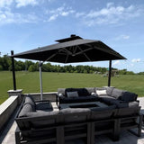 PURPLE LEAF Square Cantilever Umbrella with Base, Outdoor Umbrellas with Lights