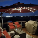 PURPLE LEAF Square Cantilever Umbrella with Base, Outdoor Umbrellas with Lights