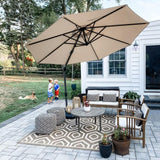 PURPLE LEAF Durable Patio Outdoor Umbrella Aluminum Round Cantilever Sun Yard Umbrellas For Pool, Deck