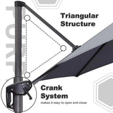 PURPLE LEAF Durable Patio Outdoor Umbrella Aluminum Round Cantilever Sun Yard Umbrellas For Pool, Deck