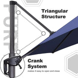 PURPLE LEAF Durable Patio Outdoor Umbrella Aluminum Round Cantilever Sun Yard Umbrellas For Pool, Deck