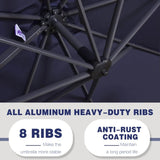PURPLE LEAF Durable Patio Outdoor Umbrella Aluminum Round Cantilever Sun Yard Umbrellas For Pool, Deck