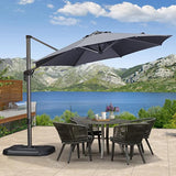 PURPLE LEAF Durable Patio Outdoor Umbrella Aluminum Round Cantilever Sun Yard Umbrellas For Pool, Deck