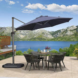 PURPLE LEAF Durable Patio Outdoor Umbrella Aluminum Round Cantilever Sun Yard Umbrellas For Pool, Deck