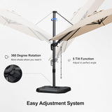 PURPLE LEAF Best Value Cantilever Patio Umbrella with Left-Right Tilt and 360° Swivel Outdoor Umbrellas