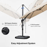 PURPLE LEAF Best Value Cantilever Patio Umbrella with Left-Right Tilt and 360° Swivel Outdoor Umbrellas