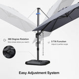 PURPLE LEAF Best Value Cantilever Patio Umbrella with Left-Right Tilt and 360° Swivel Outdoor Umbrellas