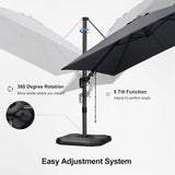 PURPLE LEAF Best Value Cantilever Patio Umbrella with Left-Right Tilt and 360° Swivel Outdoor Umbrellas