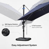 PURPLE LEAF Best Value Cantilever Patio Umbrella with Left-Right Tilt and 360° Swivel Outdoor Umbrellas