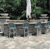 PURPLE LEAF French Counter Height Bar Height Stool Set of 2, Patio Bar Chairs with Back Rattan, French Bistro Set