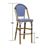 PURPLE LEAF French Counter Height Bar Height Stool Set of 2, Patio Bar Chairs with Back Rattan, French Bistro Set