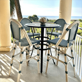 PURPLE LEAF French Counter Height Bar Height Stool Set of 2, Patio Bar Chairs with Back Rattan, French Bistro Set