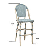 PURPLE LEAF French Counter Height Bar Height Stool Set of 2, Patio Bar Chairs with Back Rattan, French Bistro Set
