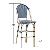PURPLE LEAF French Counter Height Bar Height Stool Set of 2, Patio Bar Chairs with Back Rattan, French Bistro Set