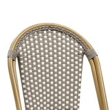 PURPLE LEAF French Counter Height Bar Height Stool Set of 2, Patio Bar Chairs with Back Rattan, French Bistro Set