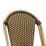 PURPLE LEAF French Counter Height Bar Height Stool Set of 2, Patio Bar Chairs with Back Rattan, French Bistro Set