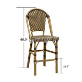 PURPLE LEAF French Counter Height Bar Height Stool Set of 2, Patio Bar Chairs with Back Rattan, French Bistro Set