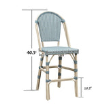 PURPLE LEAF French Counter Height Bar Height Stool Set of 2, Patio Bar Chairs with Back Rattan, French Bistro Set