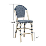 PURPLE LEAF French Counter Height Bar Height Stool Set of 2, Patio Bar Chairs with Back Rattan, French Bistro Set