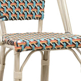 PURPLE LEAF French Counter Height Bar Height Stool Set of 2, Patio Bar Chairs with Back Rattan, French Bistro Set