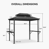 PURPLE LEAF Hardtop Grill Gazebo for Patio Grey Permanent Metal Roof Outside Sun Shade Outdoor BBQ Canopy