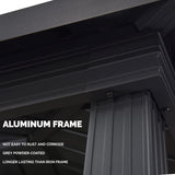 PURPLE LEAF Hardtop Grill Gazebo for Patio Grey Permanent Metal Roof Outside Sun Shade Outdoor BBQ Canopy