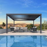 PURPLE LEAF Athena Louvered Pergola Outdoor Aluminum Pergola with Adjustable Roof for Deck Backyard Garden Hardtop Gazebo