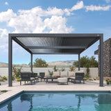 PURPLE LEAF Athena Louvered Pergola Outdoor Aluminum Pergola with Adjustable Roof for Deck Backyard Garden Hardtop Gazebo