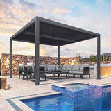 PURPLE LEAF Athena Louvered Pergola Outdoor Aluminum Pergola with Adjustable Roof for Deck Backyard Garden Hardtop Gazebo