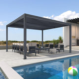 PURPLE LEAF Athena Louvered Pergola Outdoor Aluminum Pergola with Adjustable Roof for Deck Backyard Garden Hardtop Gazebo