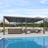 PURPLE LEAF Athena Louvered Pergola Outdoor Aluminum Pergola with Adjustable Roof for Deck Backyard Garden Hardtop Gazebo
