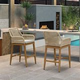 PURPLE LEAF Modern Bar Stools Aluminum Bar Stool with Cushion for Indoor and Outdoor, Kitchen Island