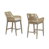PURPLE LEAF Modern Bar Stools Aluminum Bar Stool with Cushion for Indoor and Outdoor, Kitchen Island