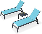 PURPLE LEAF Outdoor Aluminum Chaise Lounge with Wheels and Side Table for Outdoor Backyard Poolside