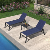 PURPLE LEAF Outdoor Aluminum Chaise Lounge with Wheels and Side Table for Outdoor Backyard Poolside