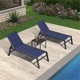 PURPLE LEAF Outdoor Aluminum Chaise Lounge with Wheels and Side Table for Outdoor Backyard Poolside