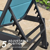 PURPLE LEAF Outdoor Aluminum Chaise Lounge with Wheels and Side Table for Outdoor Backyard Poolside