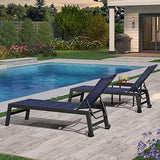 PURPLE LEAF Outdoor Aluminum Chaise Lounge with Wheels and Side Table for Outdoor Backyard Poolside