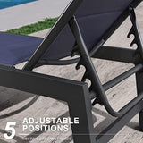 PURPLE LEAF Outdoor Aluminum Chaise Lounge with Wheels and Side Table for Outdoor Backyard Poolside