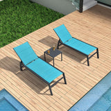 PURPLE LEAF Outdoor Aluminum Chaise Lounge with Wheels and Side Table for Outdoor Backyard Poolside