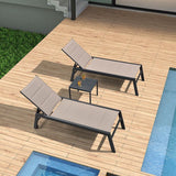 PURPLE LEAF Outdoor Aluminum Chaise Lounge with Wheels and Side Table for Outdoor Backyard Poolside