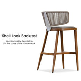 PURPLE LEAF Outdoor Bar Stools, All Weather Rattan and Aluminum Patio Bar Stool with Cushion for Indoor and Outdoor.