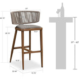 PURPLE LEAF Outdoor Bar Stools, All Weather Rattan and Aluminum Patio Bar Stool with Cushion for Indoor and Outdoor.