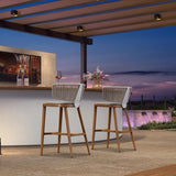 PURPLE LEAF Outdoor Bar Stools, All Weather Rattan and Aluminum Patio Bar Stool with Cushion for Indoor and Outdoor.